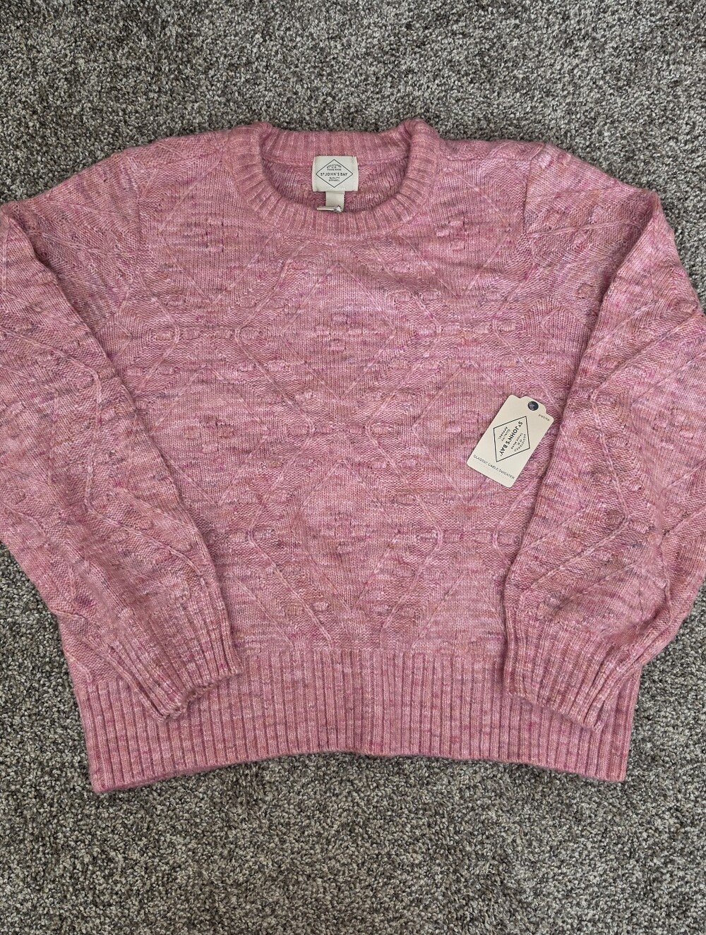 NWT St Johns Bay Womans Knit Crewneck Pink Sweater